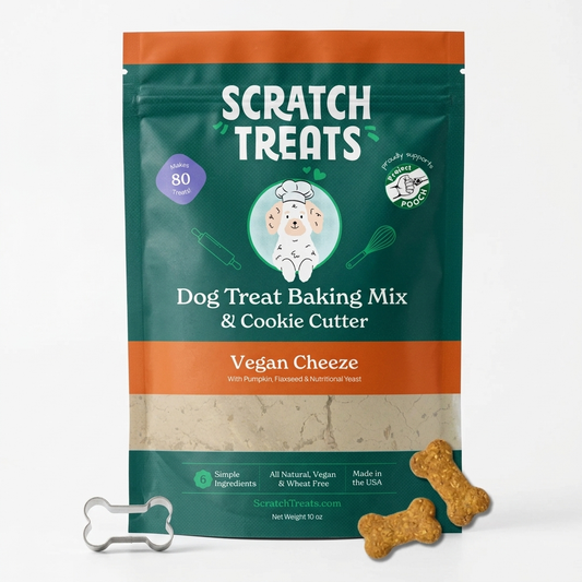 Scratch Treats Vegan Cheeze dog treat baking kit and cookie cutter