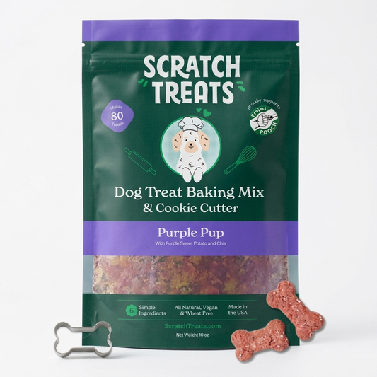 Scratch Treats Purple Pup dog treat baking kit and cookie cutter